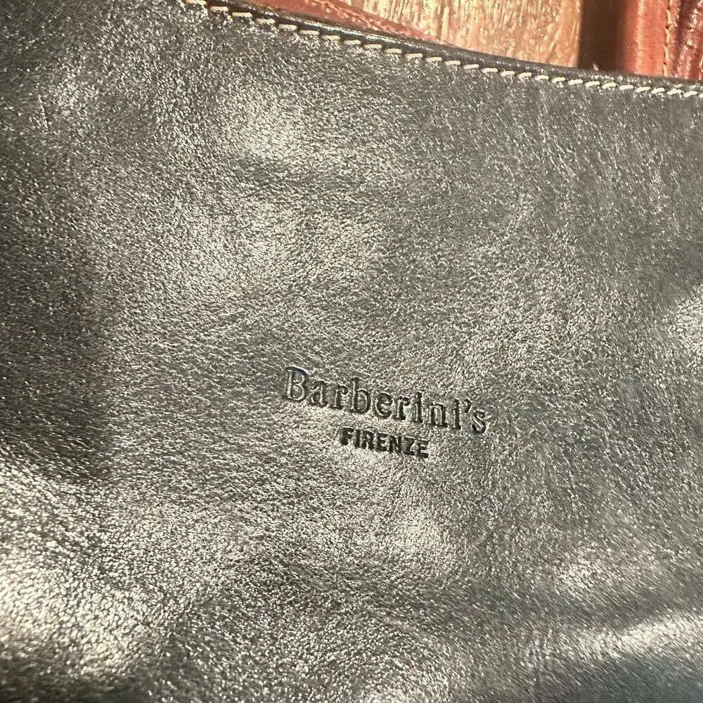 Barberini’s Firenze Black & Brown Leather Crossbody Shoulder Bag Purse